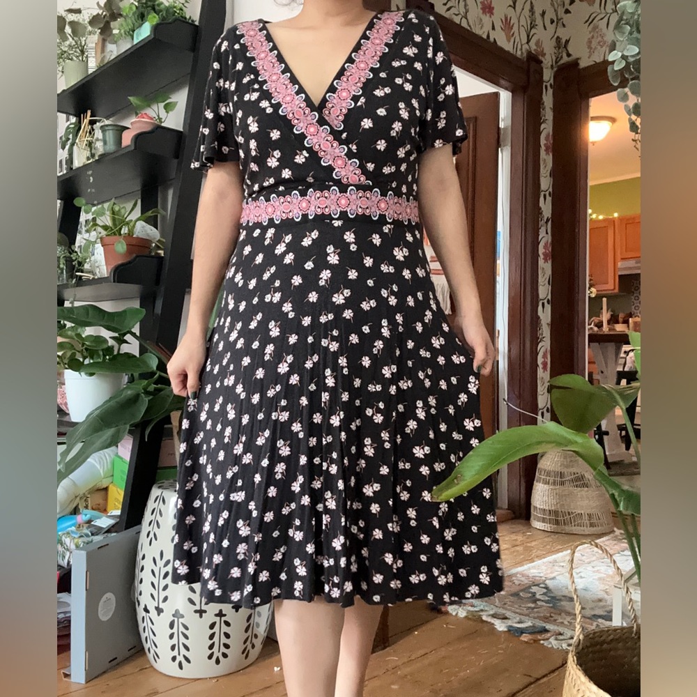 Loft Floral Black Dress